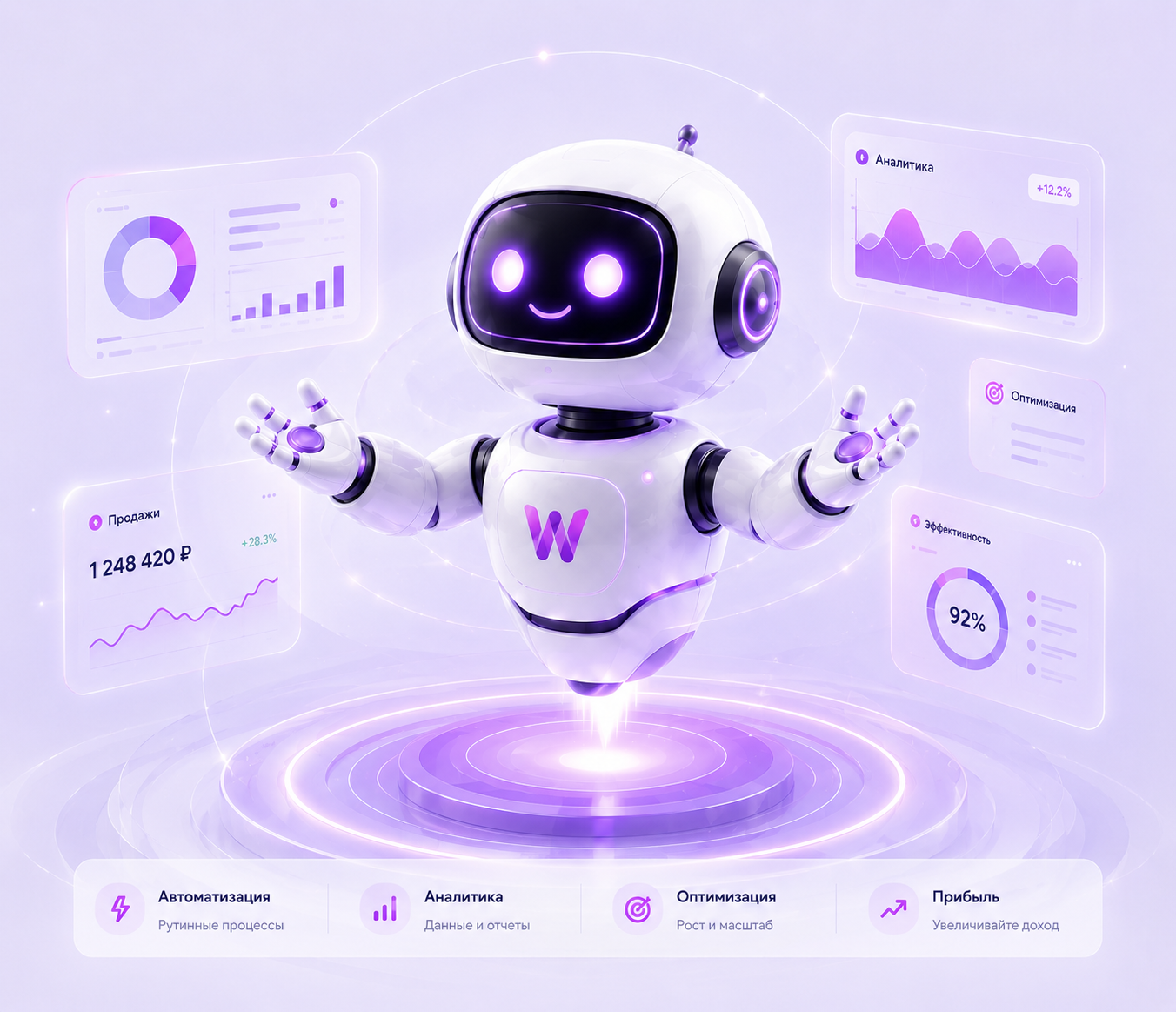 AI робот с аналитическими виджетами